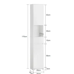 Meuble Colonne de Salle de Bain avec 2 Portes et 1 Tiror, BZR109-W, SoBuy