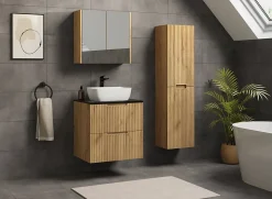 Meuble colonne de salle de bain suspendu VENA chêne 36 x 136 cm