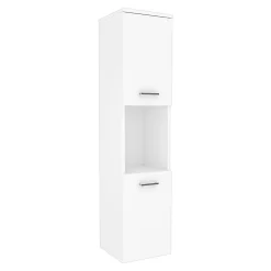 Meuble colonne de salle de bain suspendu Krildihana 131 x 30 x 30 cm blanc argent en.casa