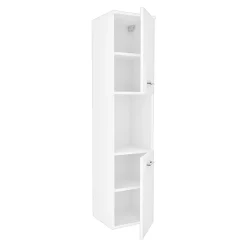 Meuble colonne de salle de bain suspendu Krildihana 131 x 30 x 30 cm blanc argent en.casa