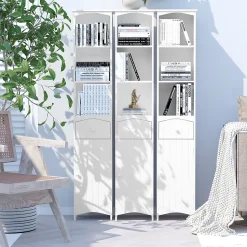 Meuble colonne de salle de bain moderne 34L x 24l x 170H cm blanc