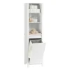 Meuble Colonne de Salle de Bain, 3 étagères, 1 Panier à Linge Amovible, BZR102-W, SoBuy