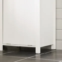 Meuble Colonne de Salle de Bain, 3 étagères, 1 Panier à Linge Amovible, BZR102-W, SoBuy