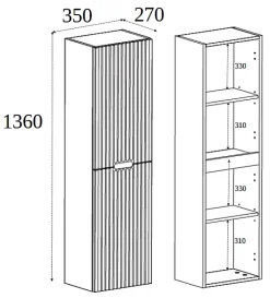 Meuble colonne de salle de bain suspendu VENA noir 36 x 136 cm