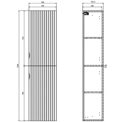 Meuble colonne de salle de bain strié H 160 cm beige cachemire mat à suspendre - Tirso