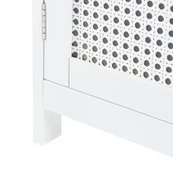 Meuble colonne de salle de bain Karlsoey MDF PVC effet rotin 161 x 35 x 32 cm blanc en.casa