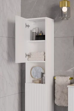 Meuble colonne de salle de bain à suspendre NOVA BLANC 30 X 140 cm