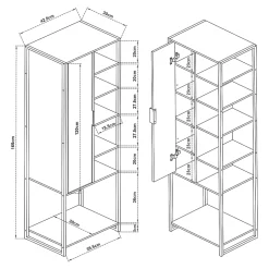 Meuble colonne de salle de bain Namsskogan 165 x 43 x 30 cm effet noyer noir en.casa