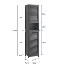 Meuble Colonne de Salle de Bain, 1 Porte, 1 Tiroir et 1 Panier à Linge, BZR124-DG, SoBuy