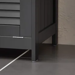 Meuble Colonne de Salle de Bain, 1 Porte, 1 Tiroir et 1 Panier à Linge, BZR124-DG, SoBuy