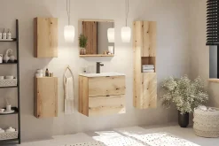 Meuble colonne de salle de bain à suspendre NOVA OAK 30 X 140 cm