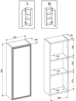 Meuble colonne de salle de bain suspendu TALIA CASELLA noir et chêne 30 x 80 cm