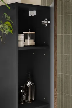 Meuble colonne de salle de bain suspendu TALIA CASELLA noir et chêne 30 x 80 cm