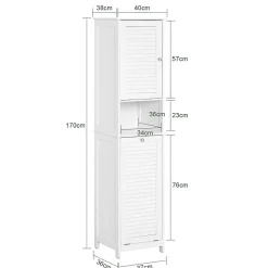 Meuble Colonne de Salle de Bain avec 1 Porte, 1 Tiroir, 1 Panier à Linge, BZR124-W, SoBuy
