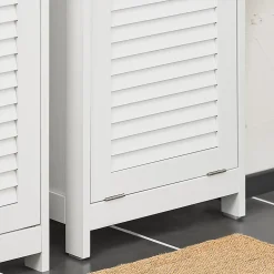 Meuble Colonne de Salle de Bain avec 1 Porte, 1 Tiroir, 1 Panier à Linge, BZR124-W, SoBuy