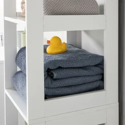 Meuble Colonne de Salle de Bain Armoire Haute étagère avec 6 étagères, BZR14-W, SoBuy
