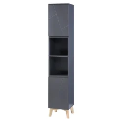 Meuble colonne de salle de bain Overath 160 x 30 x 30 cm gris en.casa