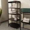 Meuble colonne de salle de bains 5 niveaux en métal noir mat l.55 x H.116 x P.37,5 cm, Homesight Pao