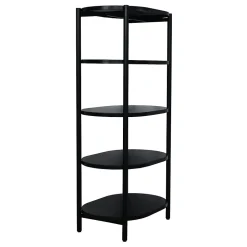 Meuble colonne de salle de bains 5 niveaux en métal noir mat l.55 x H.116 x P.37,5 cm, Homesight Pao