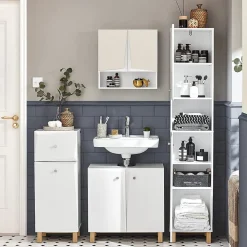 Meuble Colonne de Salle de Bain avec 6 Compartiments de Rangement, BZR91-W, SoBuy