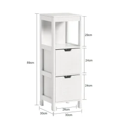 Meuble Colonne Meuble Bas de Salle de Bain 1 étage et 2 tiroirs FRG127-W, SoBuy