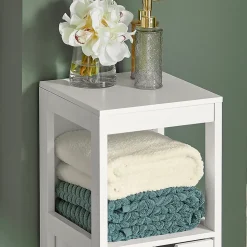 Meuble Colonne Meuble Bas de Salle de Bain 1 étage et 2 tiroirs FRG127-W, SoBuy
