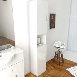 Meuble colonne pour salle de bains 35x30x182 cm - Blanc laqué - THRIFTY 35