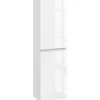 Meuble colonne rangement salle de bain style contemporain façade laquée 2 portes étagères blanc