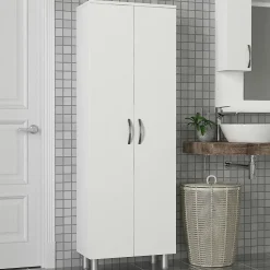 Meuble colonne salle de bains blanc 2 portes H 173, 6 cm JENA