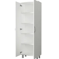 Meuble colonne salle de bains blanc 2 portes H 173, 6 cm JENA