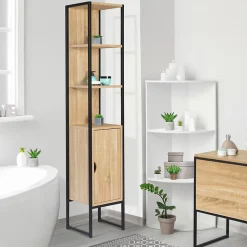 Meuble colonne salle de bain DETROIT 1 porte design industriel