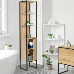 Meuble colonne salle de bain DETROIT 1 porte design industriel