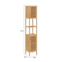 Meuble colonne salle de bain bambou BEA 2 portes