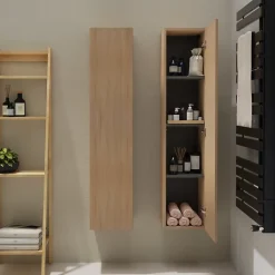 Meuble colonne salle de bain 140 cm suspendu - Effet chêne Sonoma - Karaib 2