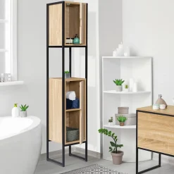 Meuble colonne salle de bain DETROIT 2 portes design industriel