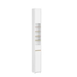 Meuble Colonne Salle de Bain, 1 Tiroir, 2 Portes, Étagères Réglables BZR34-WN SoBuy