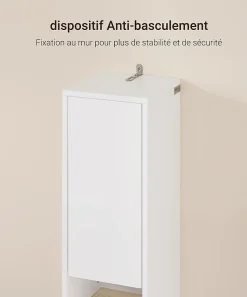 Meuble Colonne Salle de Bain, 1 Tiroir, 2 Portes, Étagères Réglables BZR34-WN SoBuy