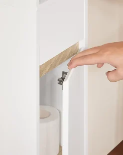 Meuble Colonne Salle de Bain, 1 Tiroir, 2 Portes, Étagères Réglables BZR34-WN SoBuy