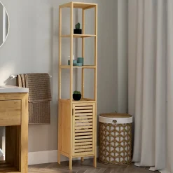 Meuble colonne salle de bain bambou BEA 1 porte