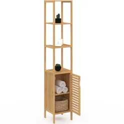 Meuble colonne salle de bain bambou BEA 1 porte