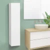 Meuble colonne salle de bain suspendu blanc LILA
