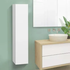 Meuble colonne salle de bain suspendu blanc LILA