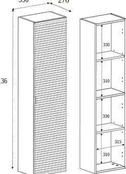 Meuble colonne suspendu de salle de bain AURA LOFT noir et chêne 35/136 cm
