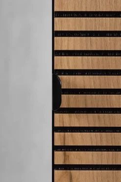 Meuble colonne suspendu de salle de bain AURA LOFT noir et chêne 35/136 cm
