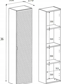 Meuble colonne suspendu de salle de bain FLOW noir 35 x 136 cm