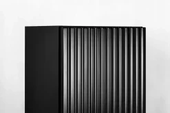 Meuble colonne suspendu de salle de bain FLOW noir 35 x 136 cm