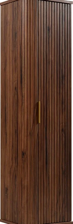 Meuble colonne suspendu de salle de bain GLAMOUR coloris noyer foncé 35 x 139 cm