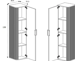 Meuble colonne suspendu de salle de bain GLAMOUR coloris noyer foncé 35 x 139 cm