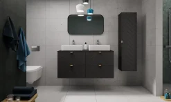 Meuble colonne suspendu de salle de bain MADIS NOIR 35 X 136 cm G
