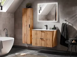 Meuble colonne suspendu de salle de bain ADEL CHÊNE 35 x 140 cm